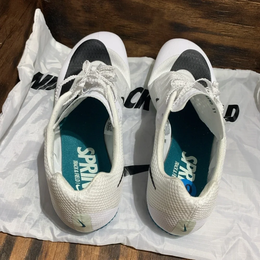 Nike Zoom Rival Sprint Track White Black Bright Spruce FZ9663-102 Sz 10